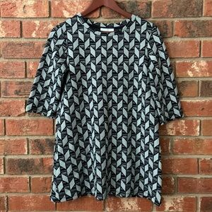 Zara Trafaluc Black & White Geometric Tunic Top